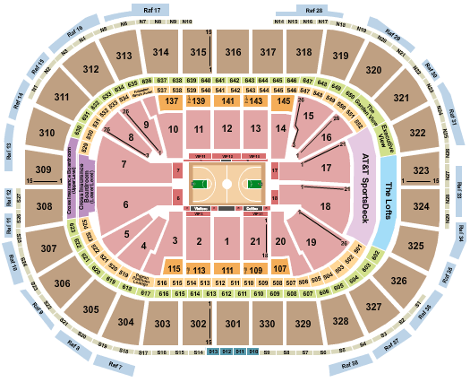 Boston Celtics Home Seating Chart for regular season and playoff games at TD Garden in Boston Massachusetts
